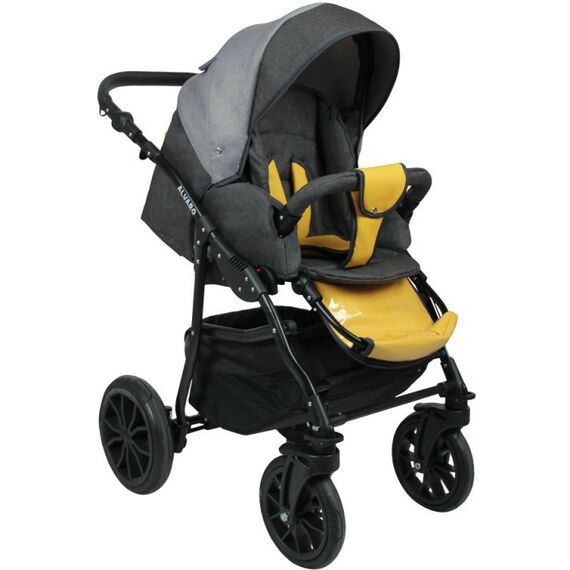 Коляски детские: Коляска 2в1 Alis ALVARO Al 02 т.серый+св.серый+желтая кожа фотографии