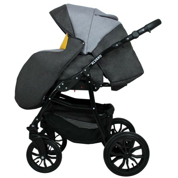 Коляски детские: Коляска 2в1 Alis ALVARO Al 02 т.серый+св.серый+желтая кожа фотографии