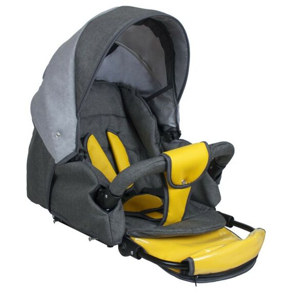 Коляски детские: Коляска 2в1 Alis ALVARO Al 02 т.серый+св.серый+желтая кожа фотографии