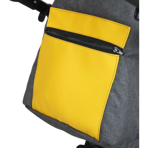 Коляски детские: Коляска 2в1 Alis ALVARO Al 02 т.серый+св.серый+желтая кожа фотографии