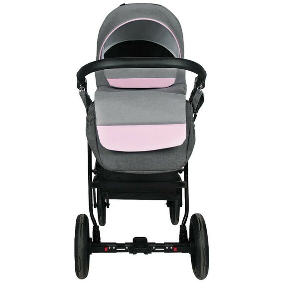 Коляски детские: Коляска 2в1 Alis ALVARO Al 03 т.серый+св.серый+розовая кожа фотографии