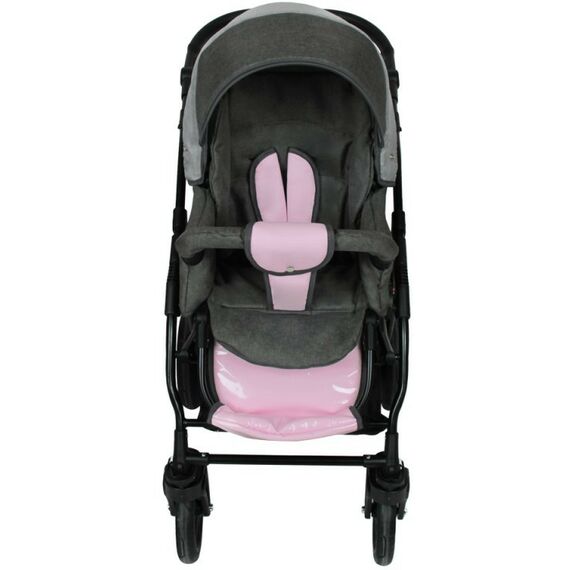 Коляски детские: Коляска 2в1 Alis ALVARO Al 03 т.серый+св.серый+розовая кожа фотографии