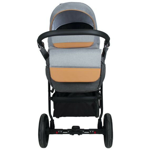 Коляски детские: Коляска 2в1 Alis ALVARO Al 05 т.серый+св.серый+рыжая кожа фотографии