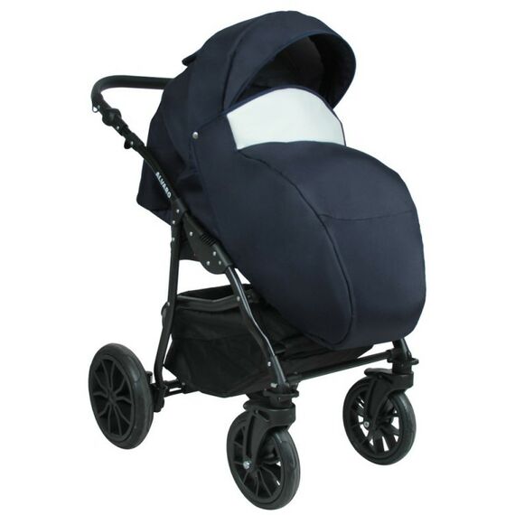 Коляски детские: Коляска 2в1 Alis ALVARO Al 07 т.синий+белая кожа фотографии