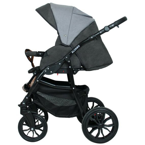 Коляски детские: Коляска 3в1 Alis ALVARO т.серый+св.серый+рыжая кожа [F Al 05] фотографии