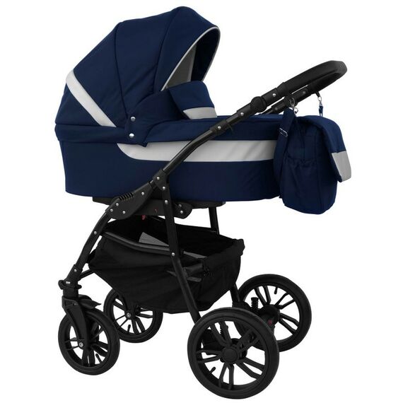 Коляски детские: Коляска 3в1 Alis ALVARO F Al 07 т.синий+белая кожа фотографии