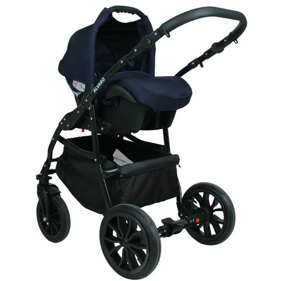 Коляски детские: Коляска 3в1 Alis ALVARO F Al 07 т.синий+белая кожа фотографии