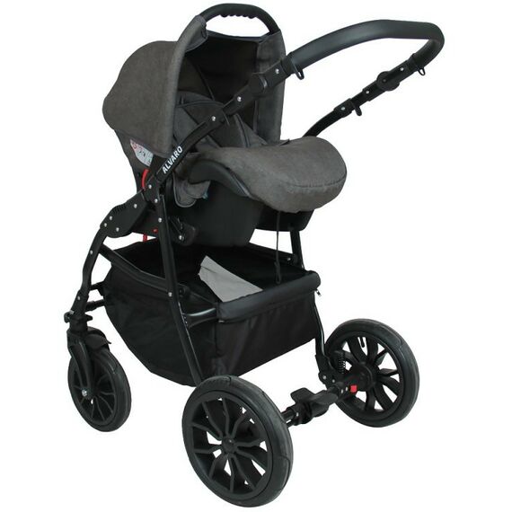 Коляски детские: Коляска 3в1 Alis ALVARO F 02 т.серый+св.серый+желтая кожа фотографии