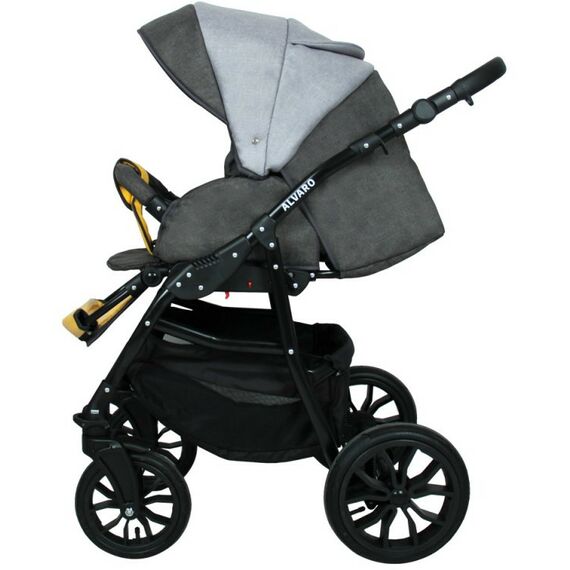 Коляски детские: Коляска 3в1 Alis ALVARO F 02 т.серый+св.серый+желтая кожа фотографии