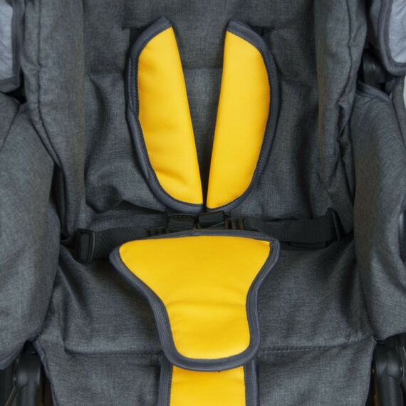 Коляски детские: Коляска 3в1 Alis ALVARO F 02 т.серый+св.серый+желтая кожа фотографии