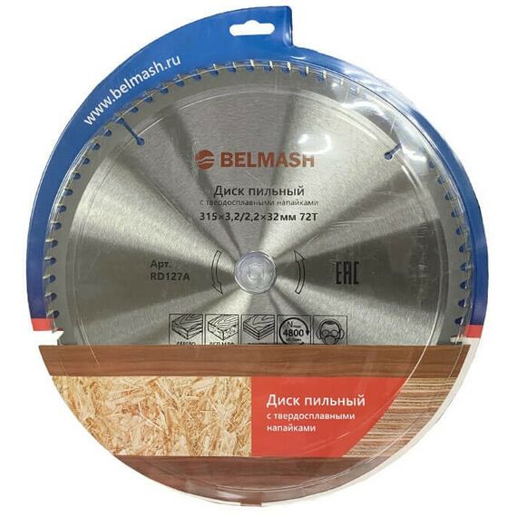 Пильные и алмазные диски: Диск/ламинат БЕЛМАШ 72Т 315х32/30мм [RD127A/RD117A] фотографии