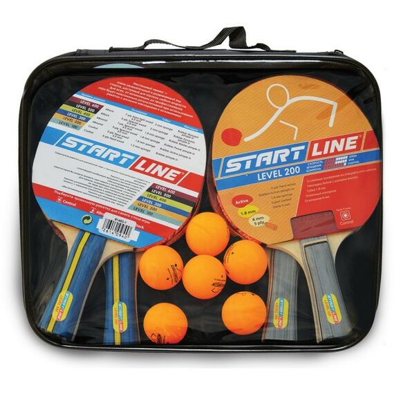Настольный теннис: Набор для настольного тенниса START LINE 4 ракетки 2*, 6 мячей сумка на молнии с ручкой фотографии