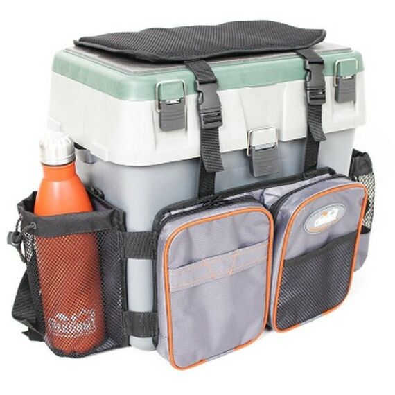 Рюкзаки и сумки: Сумка-рюкзак Следопыт для зимнего ящика универсальный, 4 кармана, серый фотографии