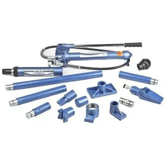 Прессы, растяжки, обратные молотки: Растяжка гидравлическая Stels 513405 10т, 16 предметов, 7 насадок, пласт. кейс фотографии