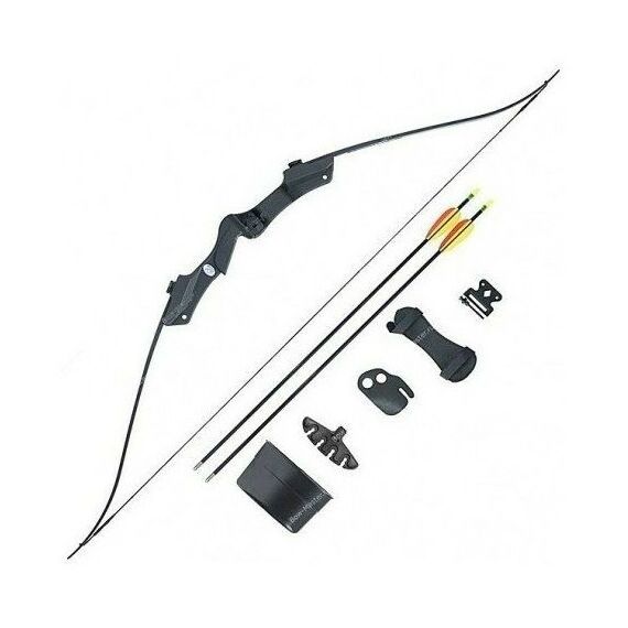 Луки и арбалеты: Лук рекурсивный  Man Kung RB007 20lbs, стрелы 2шт., кивер, крага, крепеж, черный фотографии