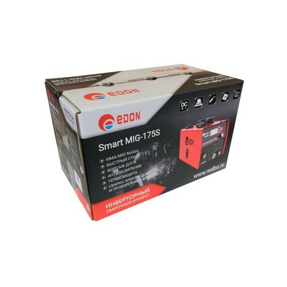 Сварочные аппараты: Полуавтомат сварочный инверторный EDON SMART MIG-175S MIG/MAG 30-175А, ММА 20-175А, 0.8-1.0мм, 7.1кг [213521113902] фотографии