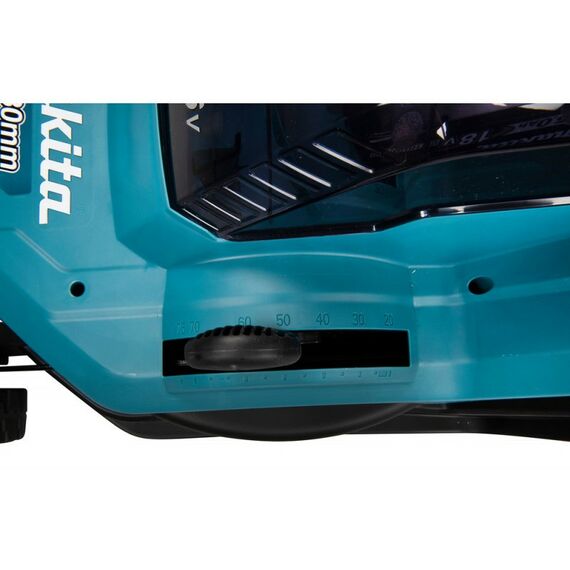 Газонокосилки: Газонокосилка аккумуляторная Makita DLM382 Li-ion 36В, B=38см, Н=20-75мм, 40л, 2х3Ач, 15кг фотографии