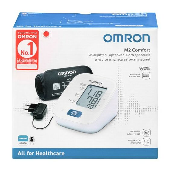 Диагностические приборы: Тонометр Omron M2 Comfort с адаптером фотографии
