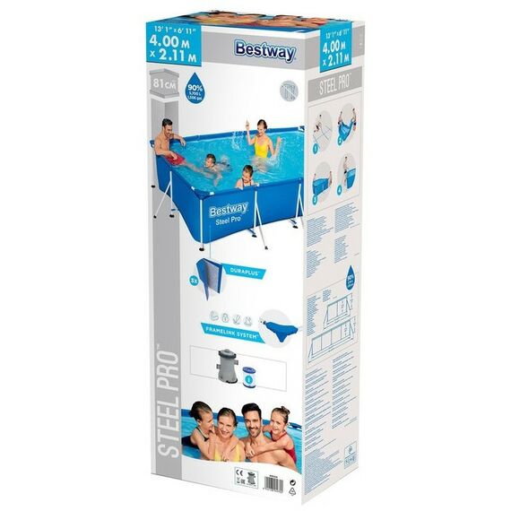 Бассейны: Бассейн каркасный Bestway Steel Pro 400 х 211 х 81 см фильтр-насос [56424] фотографии