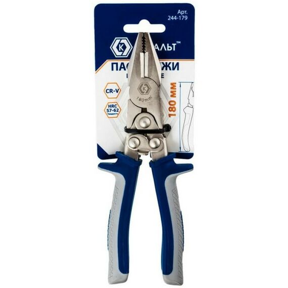 Столярно-слесарный инструмент: Пассатижи Кобальт 244-179 рычажные 180 мм, CR-V, подвес фотографии