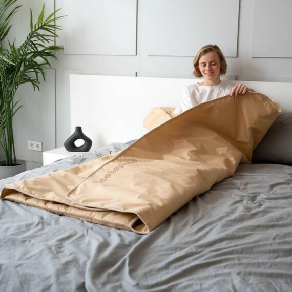 Электропростыни и одеяла: Термоодеяло для обертывания и инфракрасной сауны EcoSapiens Infrasauna 220х180 см бежевое фотографии