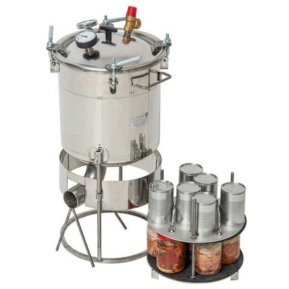 Автоклавы:  Газовый автоклав "Походный" 22 л с защитной юбкой и направляющей для горелки фотографии