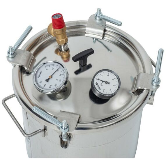 Автоклавы:  Газовый домашний автоклав "Малыш Газ Нерж" 22 л с фальшдном фотографии