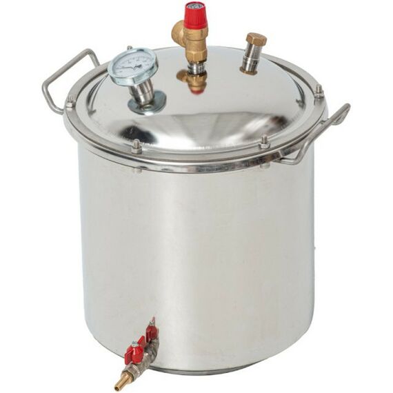 Автоклавы:  Газовый домашний автоклав "Малыш Газ Нерж У" 22 л с фальшдном, с ушком фотографии