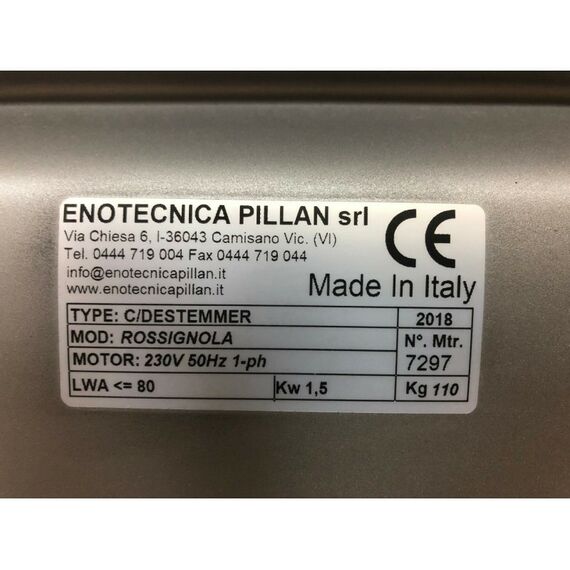 Дробилки и мялки:  Гребнеотделитель Rossignola из нержавеющей стали фотографии