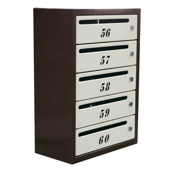 Почтовые ящики:  Почтовый ящик Комфорт 5 секций кор/беж, сквозная резка номера фотографии