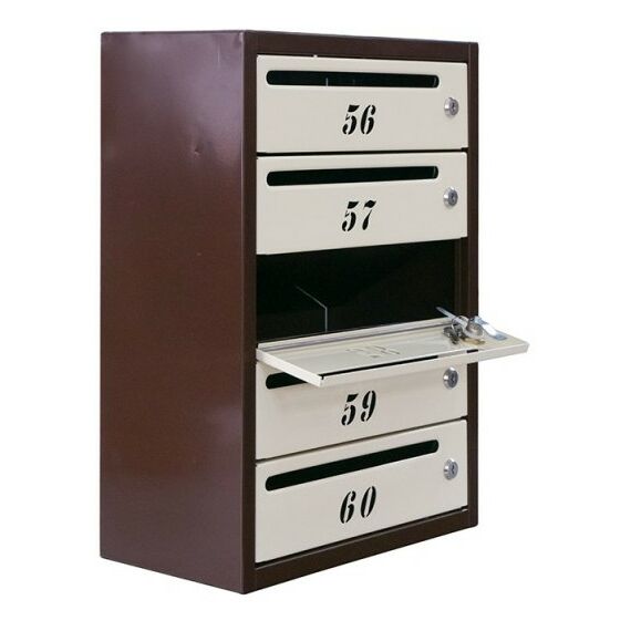 Почтовые ящики:  Почтовый ящик Комфорт 5 секций кор/беж, сквозная резка номера фотографии