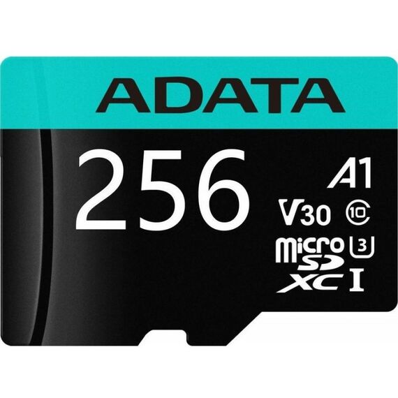Secure Digital карты: Карта памяти microSDHC AData Premier Pro 256 Gb UHS-I U3, 100 МБ/с, Class 10, переходник SD [AUSDX256GUI3V30SA2-RA1] фотографии