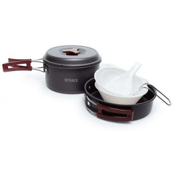 Все для пикника: Набор посуды BTrace 1-2 персоны котел 1л, сковор., ложка, поварежка, пласт.тар.2шт, губка, мешок д/хранения фотографии