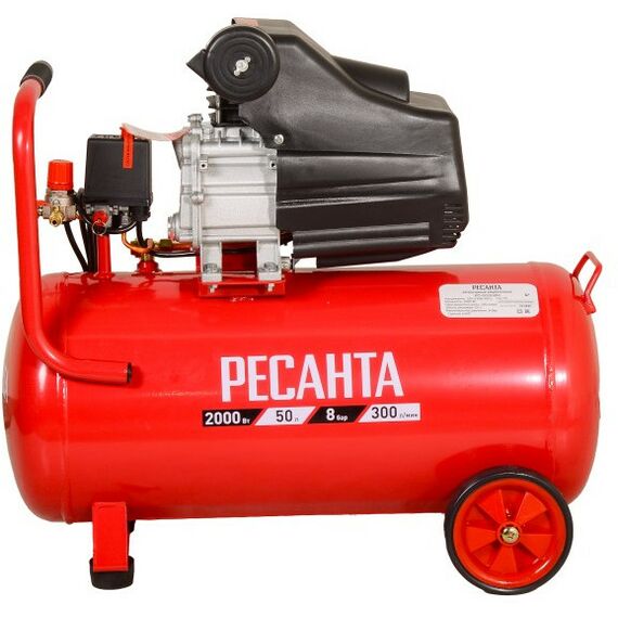 Компрессоры: Компрессор РЕСАНТА КП-50/300М 300 л/мин, 50 л, 8 Бар, 2000 Вт фотографии