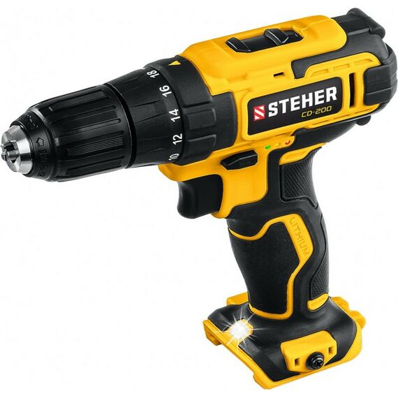 Дрели и шуруповерты: Дрель-шуруповерт STEHER CD-200 20В, без АКБ, в коробке фотографии