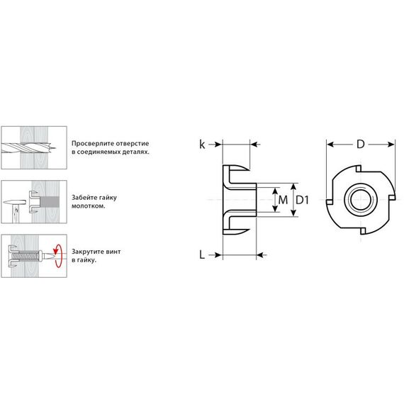 Мебельный крепеж: Гайка врезная Зубр M5x8мм 5 кг, 2000 шт, оцинкованная [303780-05] фотографии