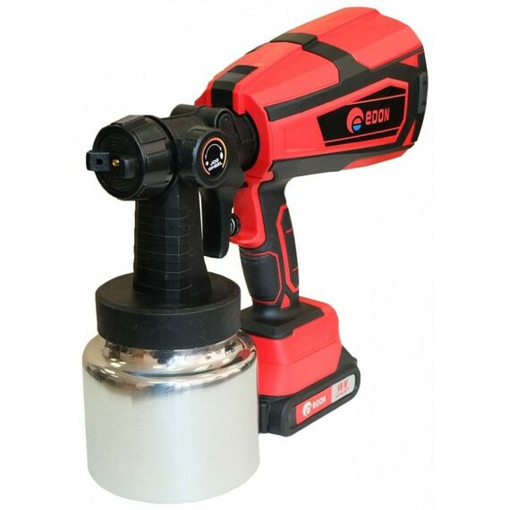 Распылители, краскопульты: Краскопульт аккумуляторный EDON АSG-18 Li-Ion 18В, 0.6л/мин, 1л, 2х2Ач, 2.3кг [1001150108] фотографии