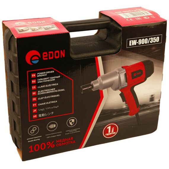 Гайковерты, отвертки: Гайковерт ударный EDON EW-900/350 0.9кВт, 350Нм, 2300об/мин, 1/2", 3.6кг [1021010105] фотографии