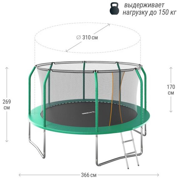 Батуты: Батут UNIX line SUPREME BASIC 12 ft (green) фотографии