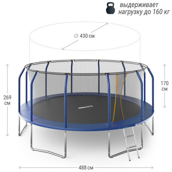 Батуты: Батут UNIX line SUPREME BASIC 16 ft (blue) фотографии