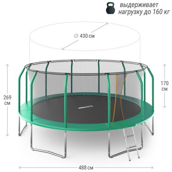 Батуты: Батут UNIX line SUPREME BASIC 16 ft (green) фотографии