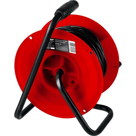 Удлинители электрические: Силовой удлинитель на катушке Зубр ПВС 215 ПВС 2х1.5 50м 3500Вт [55103-50] фотографии