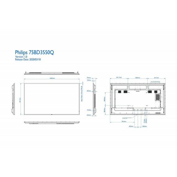 Профессиональные панели: Информационный профессиональный дисплей PHILIPS 75BDL3550Q (00/01) 75", Q-серии, режим работы 18/7, Direct LED 4K Display, powered by Android, HTML5 browser, play from internal memory, CMND, CMND&Deploy, basic failover, LAN фотографии