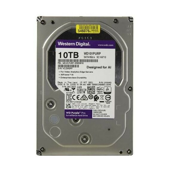 Жесткие диски: Жёсткий диск Western Digital 10 Tb Purple Pro SATA 6Gb/s 3.5" [WD101PURP] фотографии
