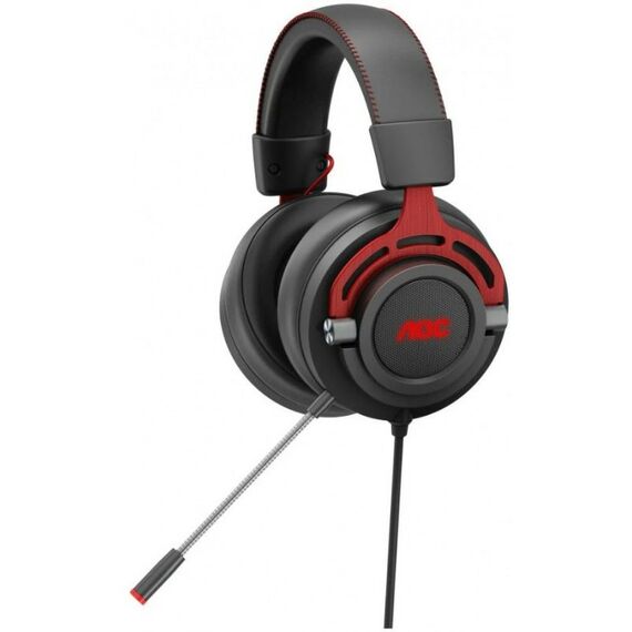 Наушники и гарнитуры: Гарнитура игровая AOC GH300 многоцветная RGB, Stereo, 7.1 Surround, USB кабель 2.0 м, чёрный+красный фотографии