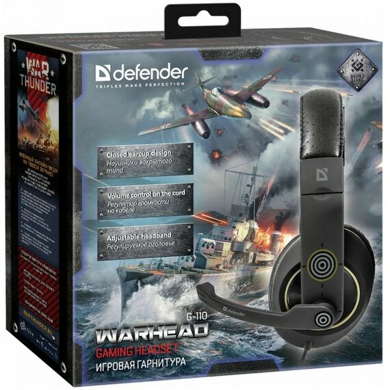 Наушники и гарнитуры: Наушники с микрофоном Defender Warhead HN-G-110 черный накладные оголовье [64102] фотографии