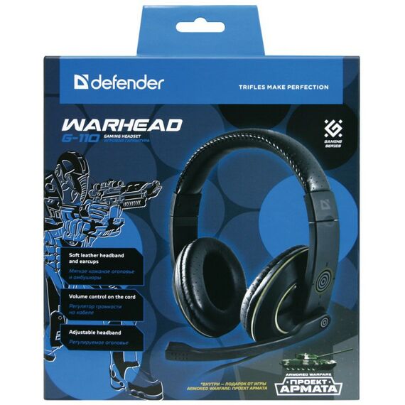 Наушники и гарнитуры: Наушники с микрофоном Defender Warhead HN-G-110 черный накладные оголовье [64102] фотографии