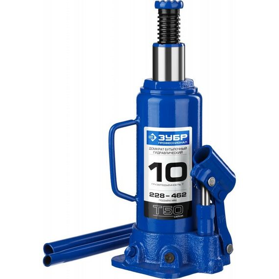 Домкраты: Домкрат бутылочный гидравлический Зубр Профессионал 10т 228-462мм [43060-10] фотографии