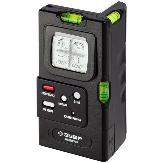 Угломеры, уклономеры: ИНСПЕКТОР двухплоскостной уровень-уклономер электронный Зубр Профессионал 34747 диапазон 0-360°, точность 0.05°, индикатор нуля, зуммер, автоотключение фотографии