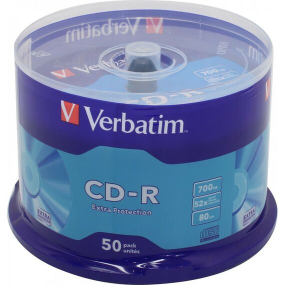 CD-R/RW диски: CD-R Verbatim 700Mb 52x cake box 50 [43351] фотографии